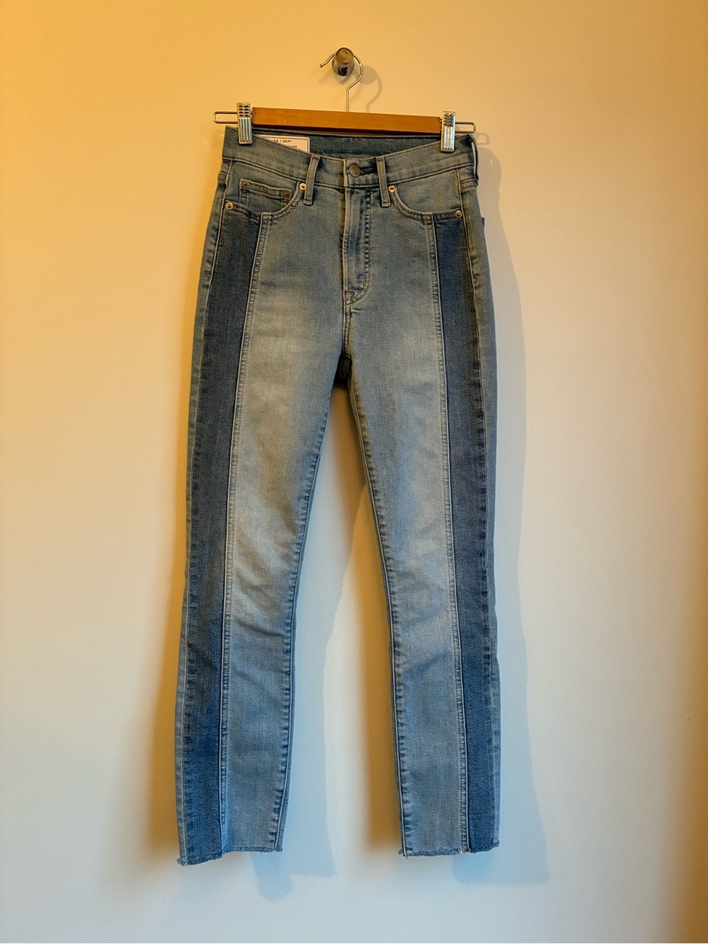 GAP Vintage Slim High Rise Two Tone Raw Hem Skinny Jeans 24 00R